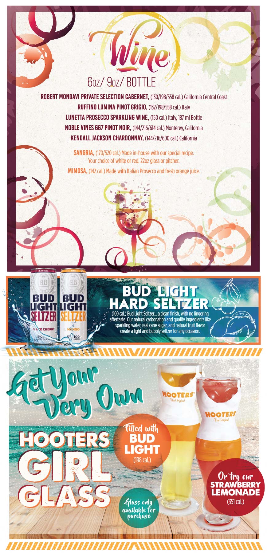 Liquor Menu Original Hooters