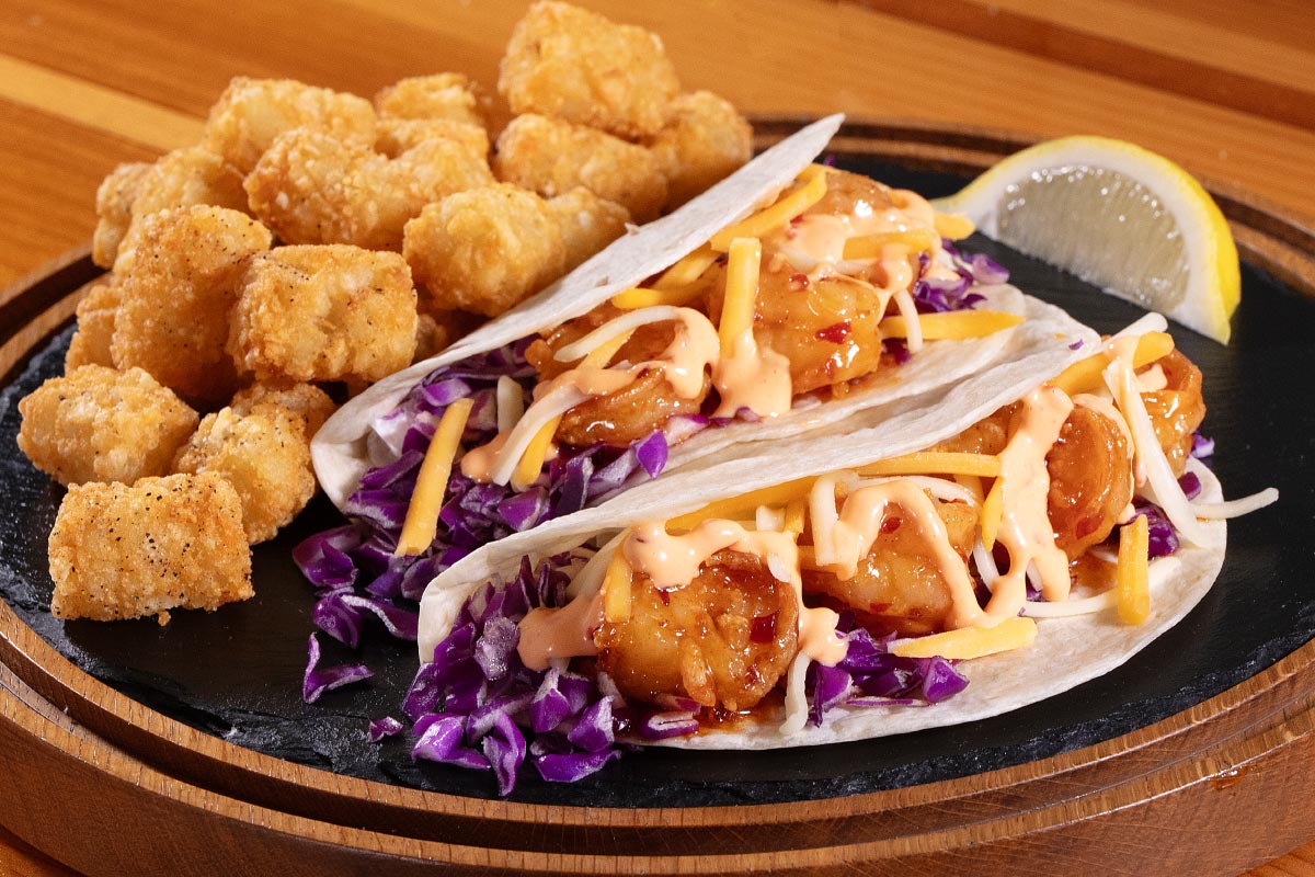 Shrimp Tacos & Tots