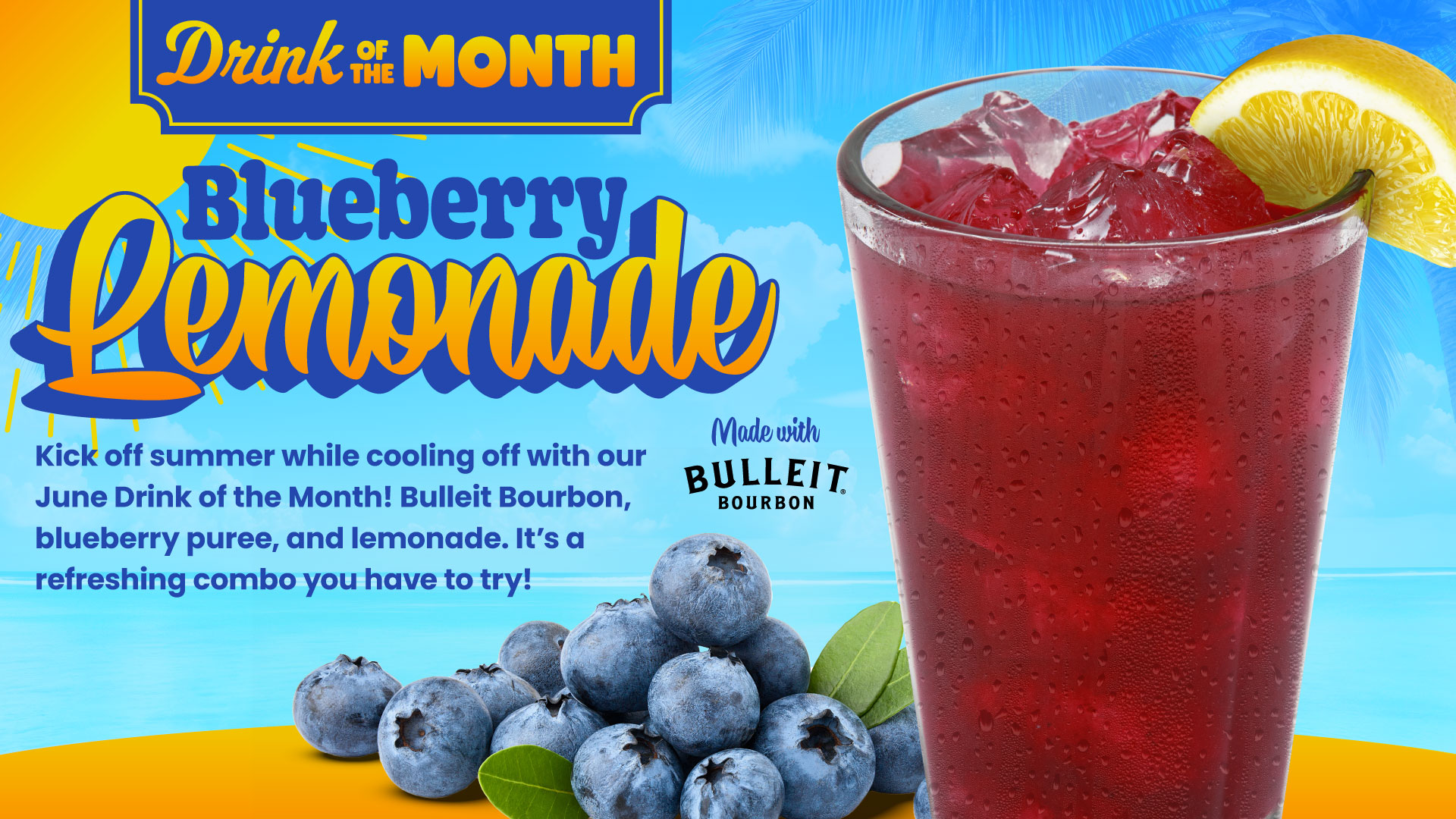 June Drink of the Month - Blueberry Lemonade - Made with Bulleit Bourbon