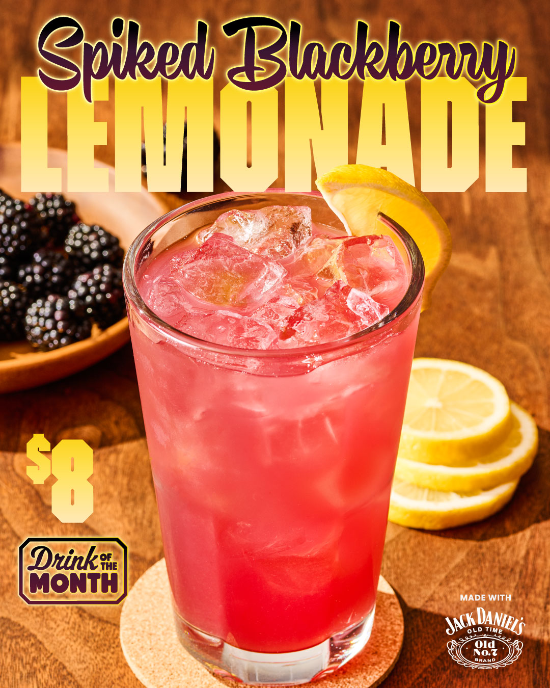 Spiked Blackberry Lemonade - Hooters October Drink of the Month