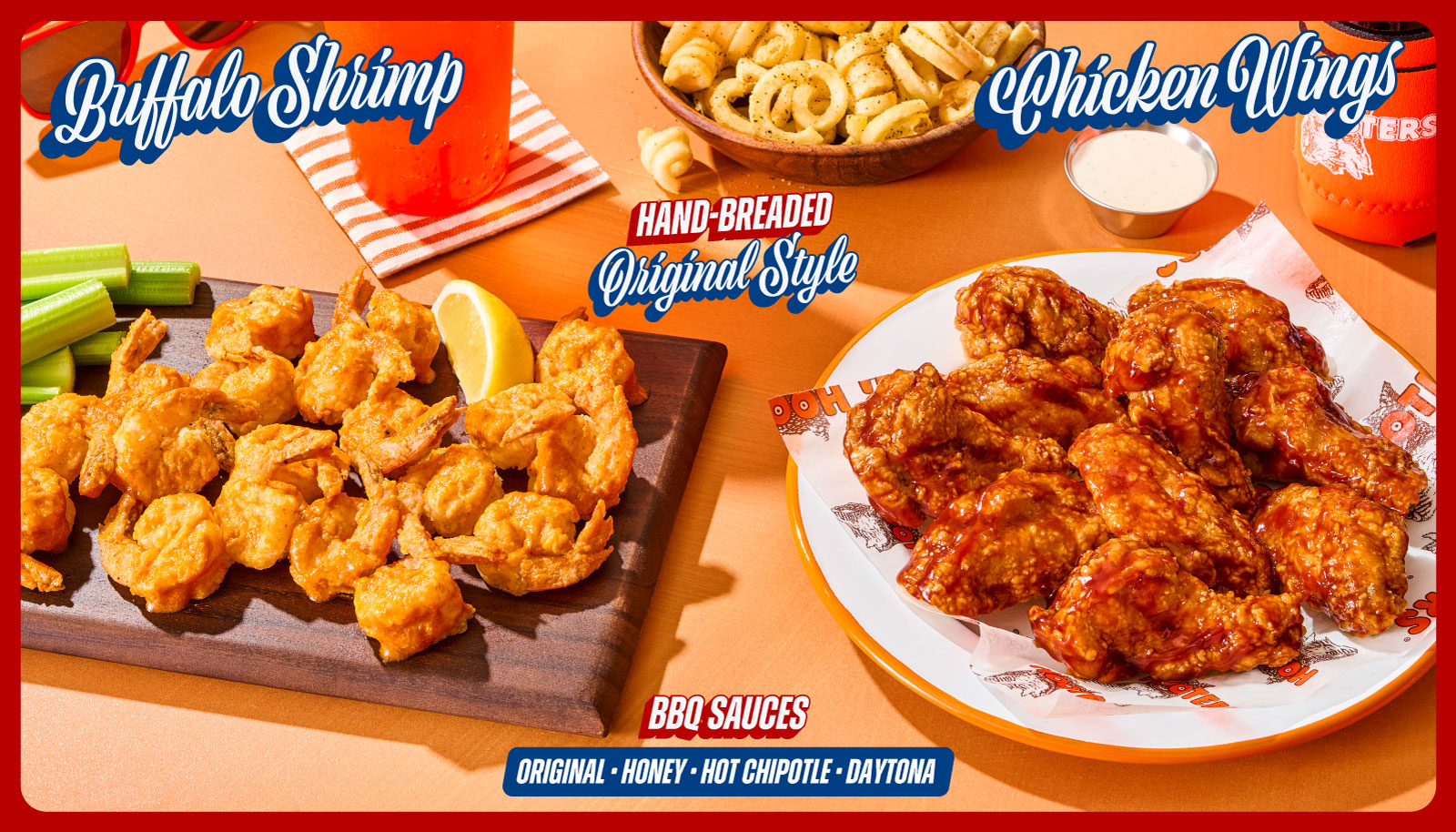 Buffalo Shrimp & Chicken Wings | The perfect companions to our signature BBQ sauces